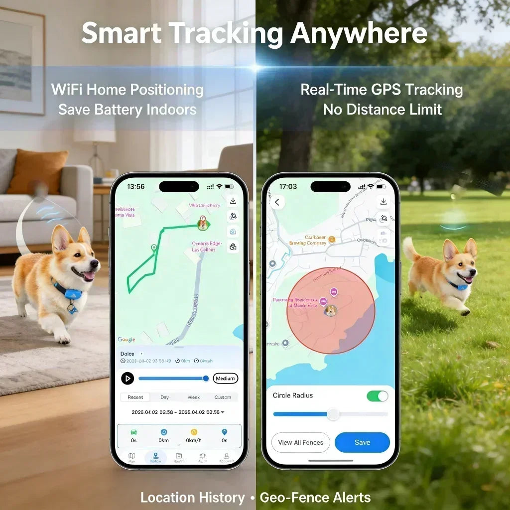 4G Pet GPS Tracker for Dogs & Cats – Real-Time Tracking, WiFi Positioning, Built-in SIM & IP67 Waterproof