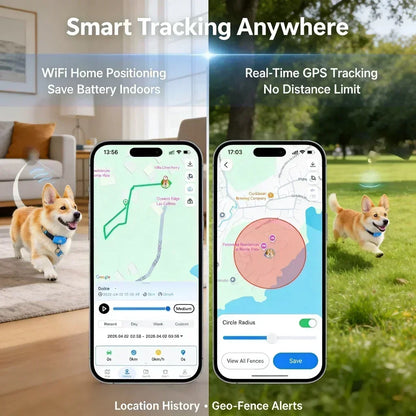 4G Pet GPS Tracker for Dogs & Cats – Real-Time Tracking, WiFi Positioning, Built-in SIM & IP67 Waterproof