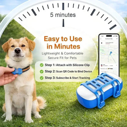 4G Pet GPS Tracker for Dogs & Cats – Real-Time Tracking, WiFi Positioning, Built-in SIM & IP67 Waterproof