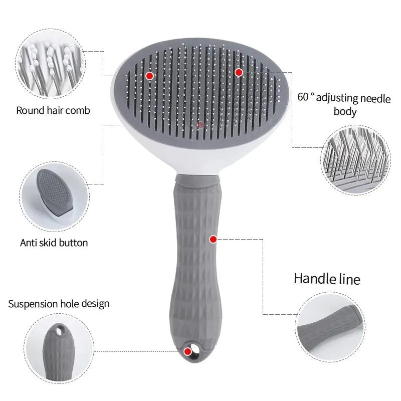 Self-Cleaning Grooming Brush for Dogs & Cats – Hair Removal & Dematting Comb