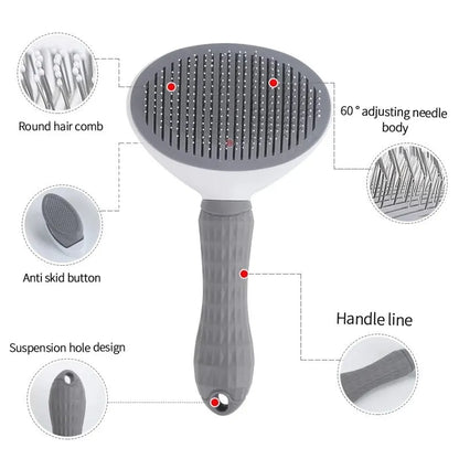 Self-Cleaning Grooming Brush for Dogs & Cats – Hair Removal & Dematting Comb