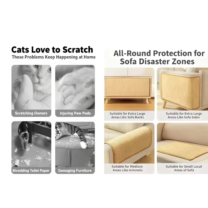 Sisal Cat Scratching Post – Hanging Ball Toy, Space-Saving Design, Protects Sofas & Furniture