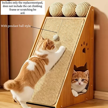 Sisal Cat Scratching Post – Hanging Ball Toy, Space-Saving Design, Protects Sofas & Furniture