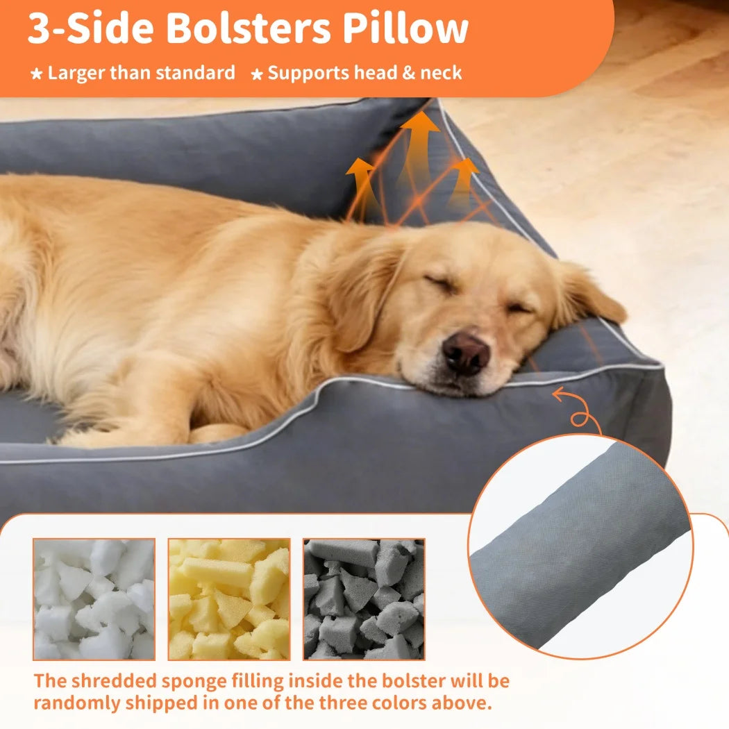 Orthopedic Dog Bed with Bolster Sides – Waterproof, Washable & Non-Slip