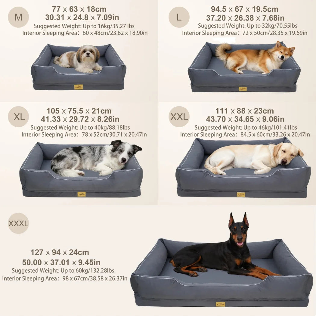 Orthopedic Dog Bed with Bolster Sides – Waterproof, Washable & Non-Slip