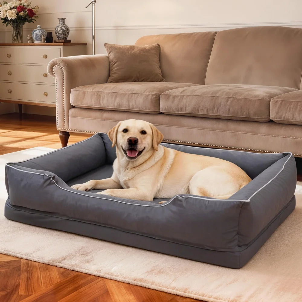 Orthopedic Dog Bed with Bolster Sides – Waterproof, Washable & Non-Slip