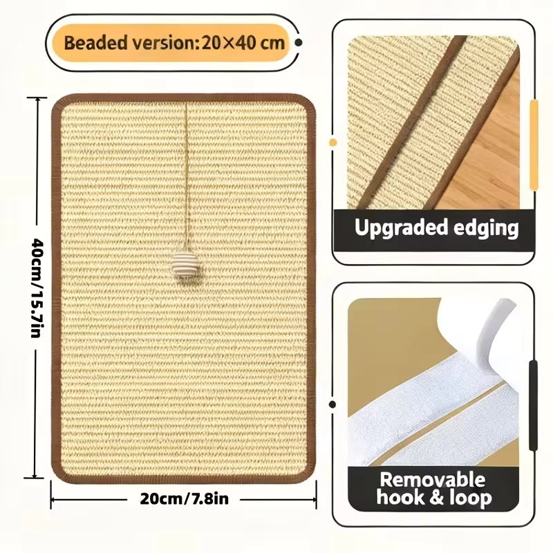 Sisal Cat Scratching Post – Hanging Ball Toy, Space-Saving Design, Protects Sofas & Furniture