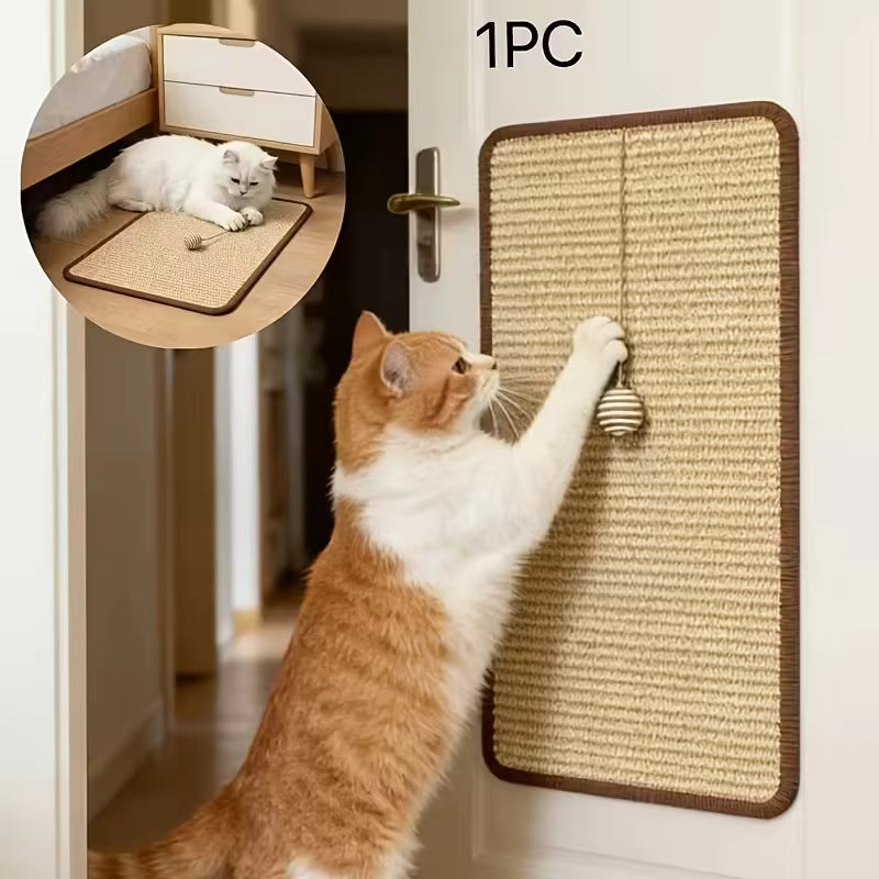 Sisal Cat Scratching Post – Hanging Ball Toy, Space-Saving Design, Protects Sofas & Furniture