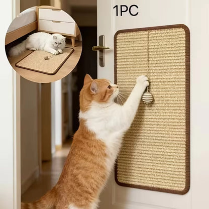 Sisal Cat Scratching Post – Hanging Ball Toy, Space-Saving Design, Protects Sofas & Furniture